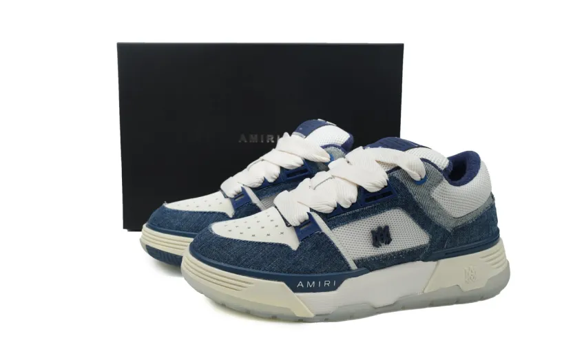 AMIRI MA-1 Leather Denim Blue