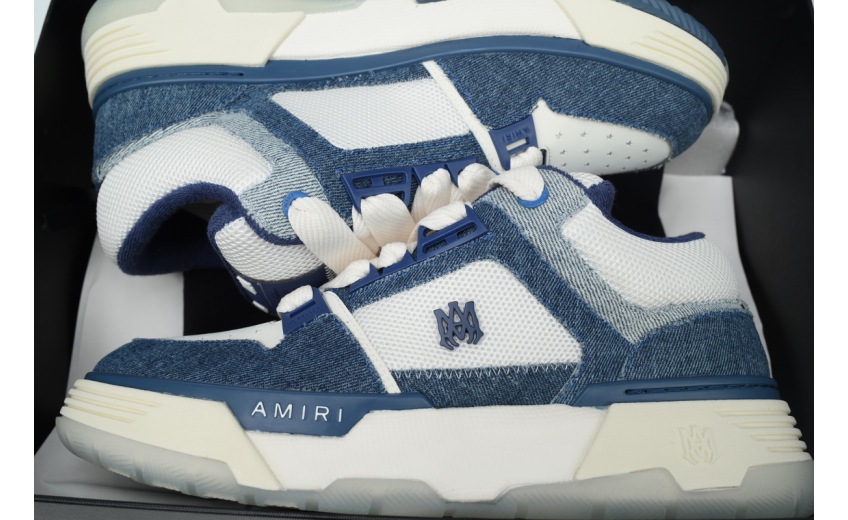 AMIRI MA-1 Leather Denim Blue