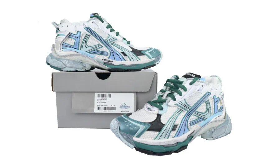 Balenciaga Runner sneaker White Green Blue 772774 W3RMU 9034 