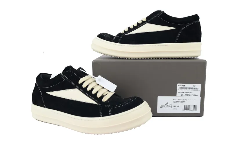 Rick Owens DRKSHDW Vintage Sneaks Black Milk White