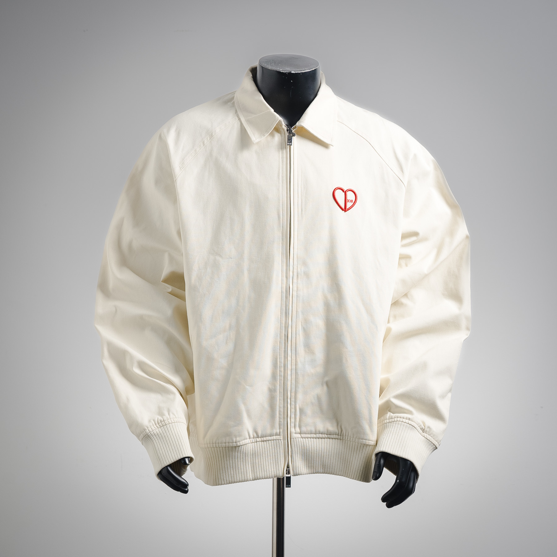 Dior CD Heart Blouson Jacket White Cotton Canvas