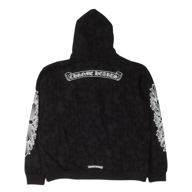 Chrome Hearts Cemetery Cross Horseshoe Logo Zip-Up Hoodie