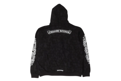 Chrome Hearts Cemetery Cross Horseshoe Logo Zip-Up Hoodie 02
