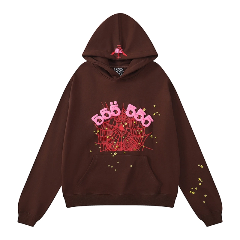 Sp5der Angel Number Hoodie Brown SS22