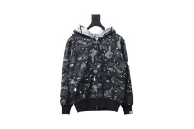 BAPE Space Camo Shark Full Zip Hoodie Black 01