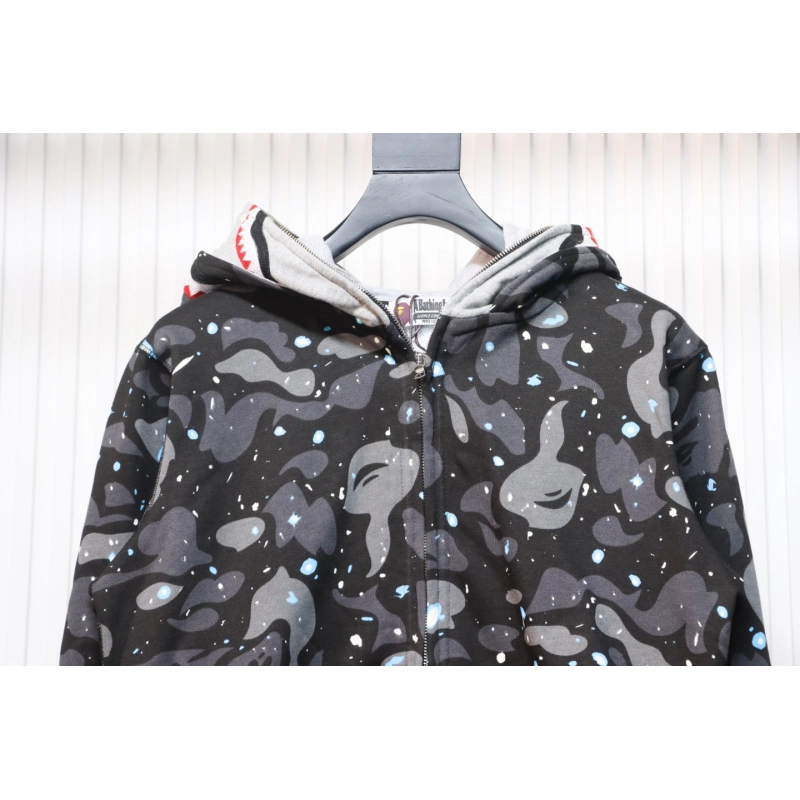 BAPE Space Camo Shark Full Zip Hoodie Black