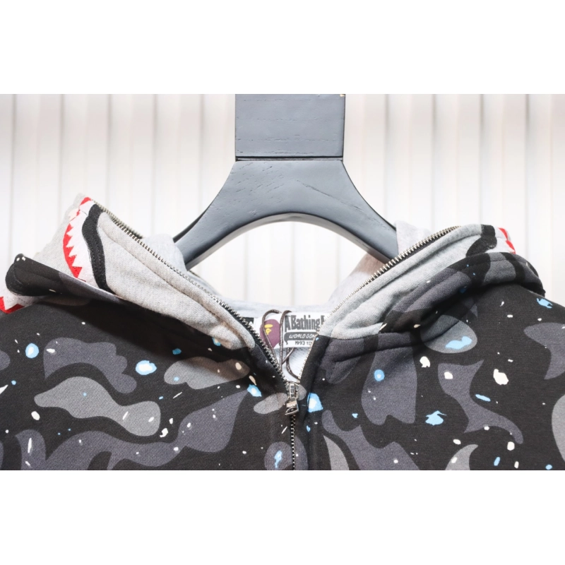 BAPE Space Camo Shark Full Zip Hoodie Black