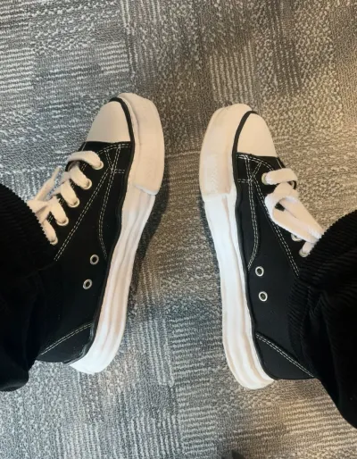 Maison Mihara Yasuhiro Peterson OG Sole Canvas Low Black A01FW702 review sxzcfv
