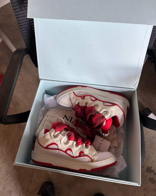 Lanvin Leather Curb White Red review 