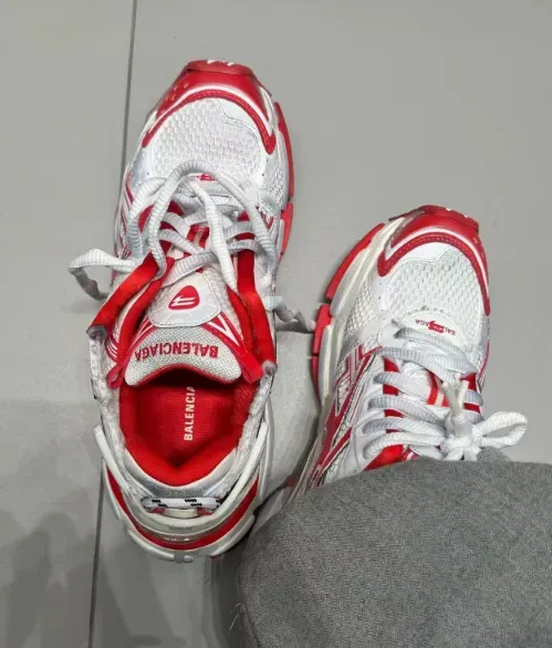 Balenciaga Runner Sneaker White Red 677403 W3RB2 9060 review 