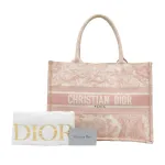Medium Dior Book Tote Ecru and Pink Toile de Jouy Embroidery