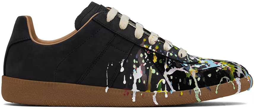 Maison Margiela Black Paint Replica Sneakers