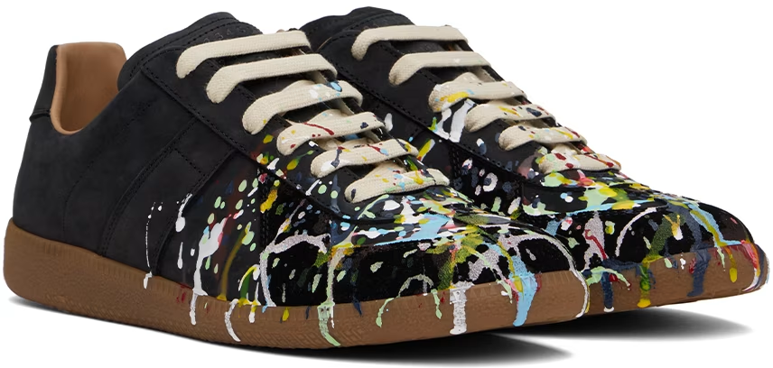 Maison Margiela Black Paint Replica Sneakers