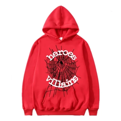 Sp5der x Heroes and Villains Hoodie Red 01