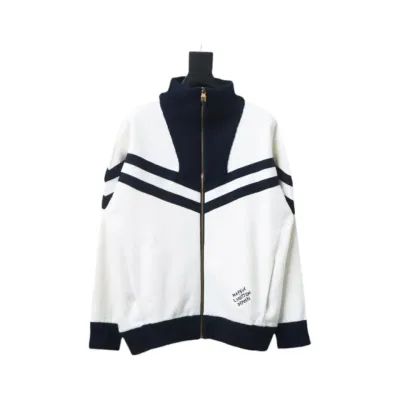 Louis Vuitton Striped Stand Collar Zip-Up Wool Jacket 01