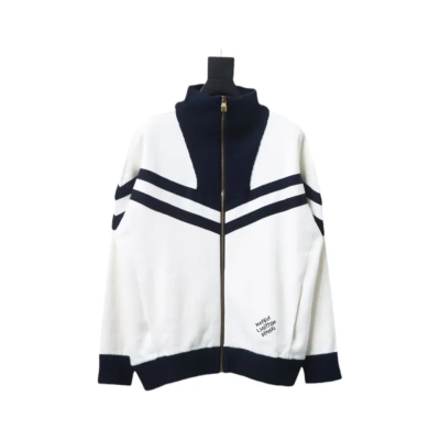 Louis Vuitton Striped Stand Collar Zip-Up Wool Jacket 01