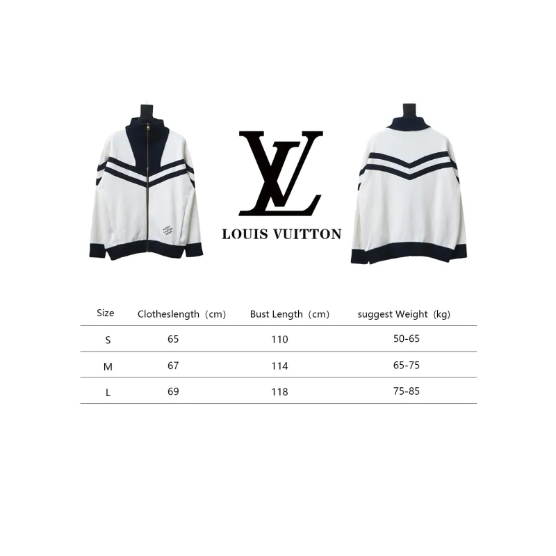 Louis Vuitton Striped Stand Collar Zip-Up Wool Jacket