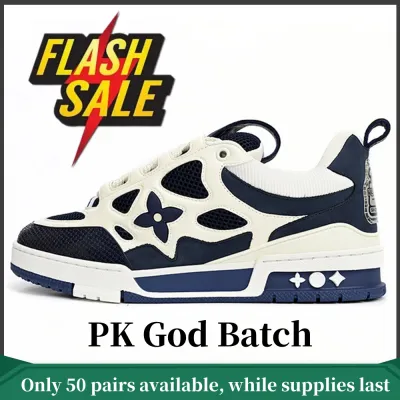 PK God Batch LOUIS VUITTON Leather lace up Fashionable Board Shoes Blue 51BCOLRB 01