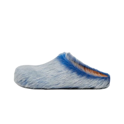 Marni Long hair Calfskin Fussbett Clogs Blue SBMR000600P8006 01