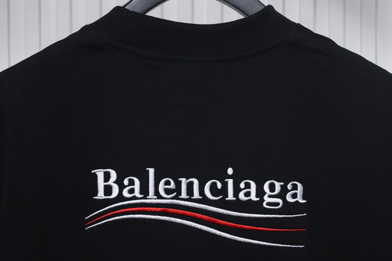 Balenciaga Coke Letters Embroidery Short Sleeve Black