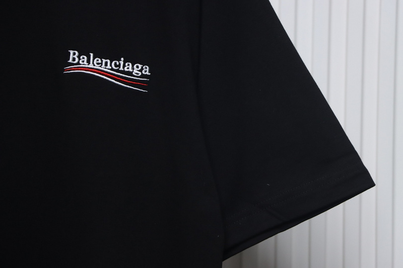 Balenciaga Coke Letters Embroidery Short Sleeve Black
