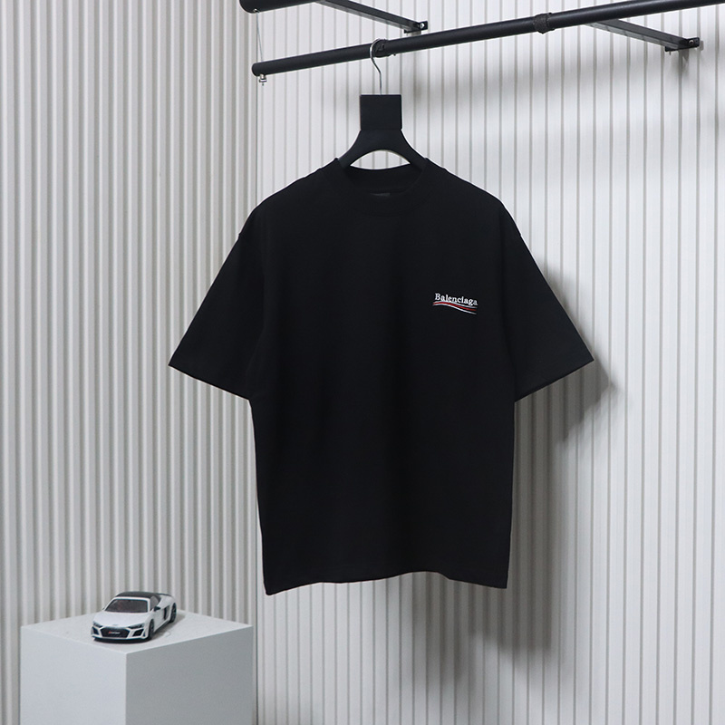 Balenciaga Coke Letters Embroidery Short Sleeve Black