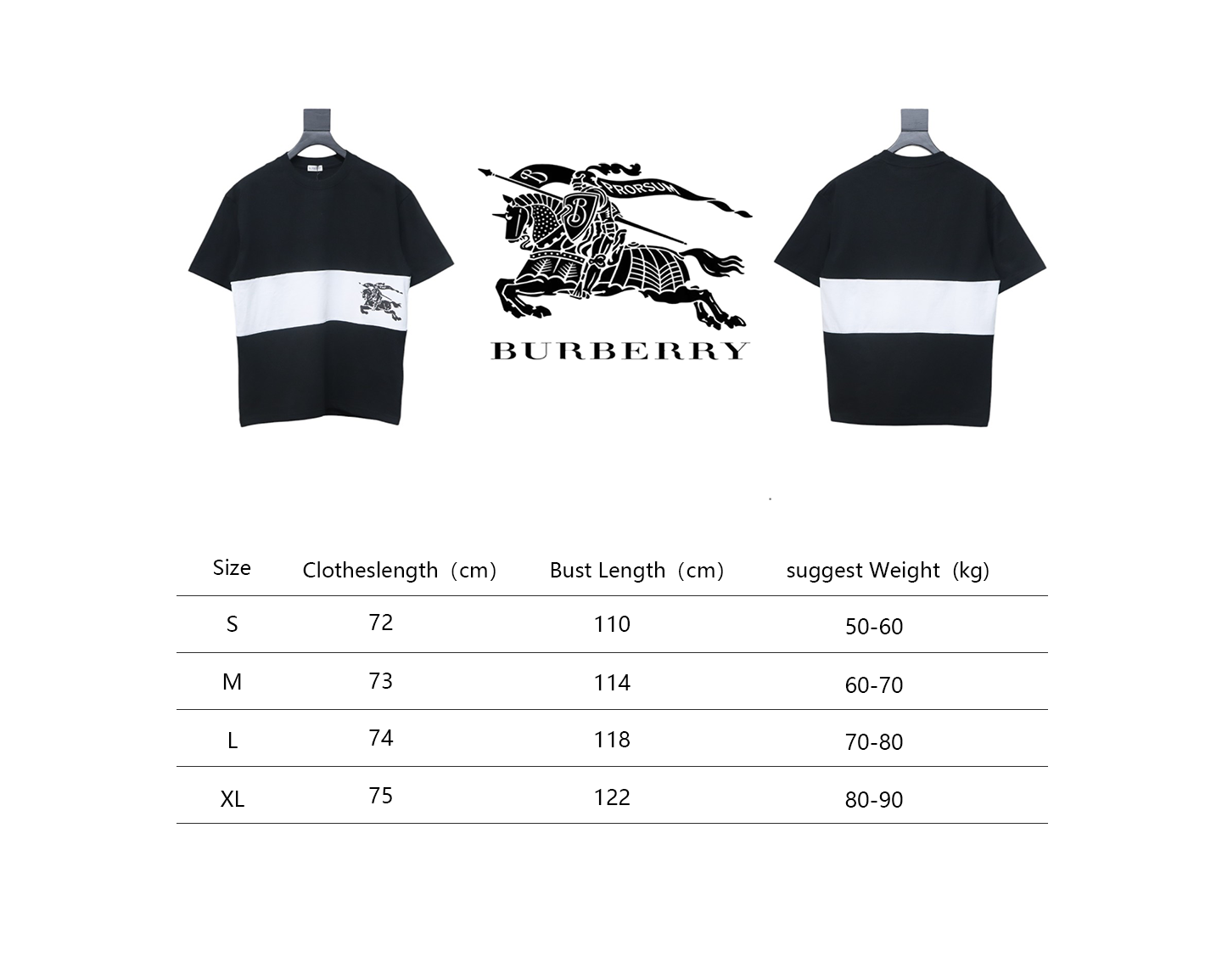 PK God Batch Burberry Black and white striped horse print short sleeves
