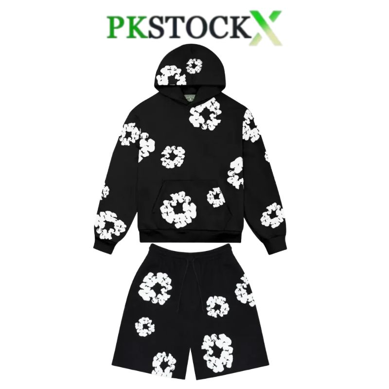Denim Tears The Cotton Wreath black shorts set