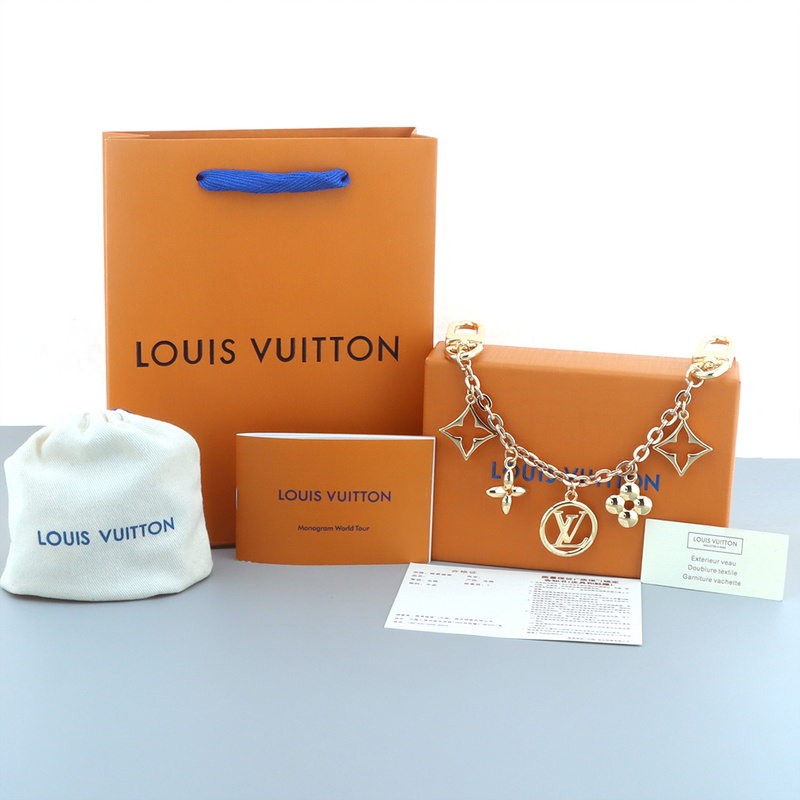 Louis Vuitton Floral logo charm gold