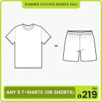 Choose any 5 T-shirts (or shorts) on the website.Send the size and style to customer service after ordering.