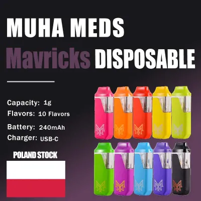 POLAND Stock Muha Meds Wholesale 1000mg Mavricks Disposable With 10 Flavors   01
