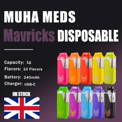 UK Stock Muha Meds 1000mg Mavricks Disposable With 10 Flavors   01