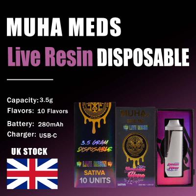 UK Stock Empty Muha Meds 3.5g Live Resin Disposable 01