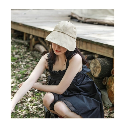 Korean Style Bow Fisherman Hat, Large Brim Sun Hat 01