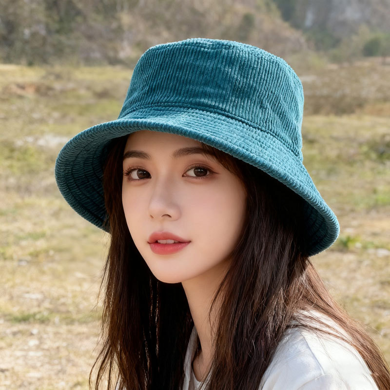Fall Winter Corduroy Solid Color Fisherman Bucket Hat