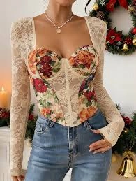 Vintage Floral Halter Crop Top with Lace Trim, Steel Boned Fishbone & Tie Back for Women review Emma Carter