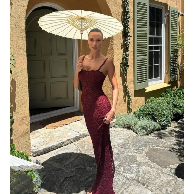 Fashionable One Neck Sexy See Through Lace Slim Fit Dress  01