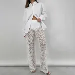 New Sexy and Versatile Lace Perspective High Waist Splicing Long Style