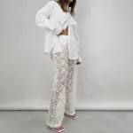 New Sexy and Versatile Lace Perspective High Waist Splicing Long Style