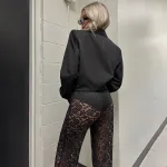 New Sexy and Versatile Lace Perspective High Waist Splicing Long Style