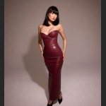 Pu Spicy Girl Strapless Tied Pleated Slit Dress