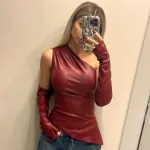 Sleeveless Diagonal Collar And Sleeve Top For Women