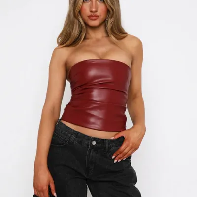 Trendy Women's Chest Wrapped Top Backless Solid Color Versatile 01