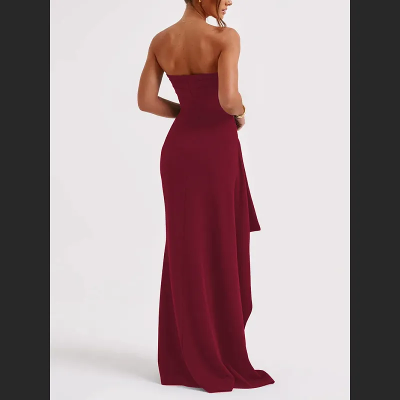 Evening Gown Women'S One Neck Strapless Dress Fashionable And Sexy