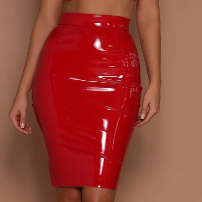 Explosive Fashion Temperament Bright Face Waist Cinched Women'S Half Skirt Women's Skirt 01