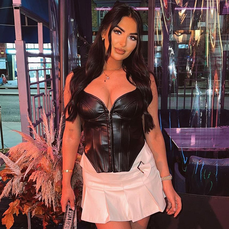 Sexy PU Sleeveless Chest Hugging Vest