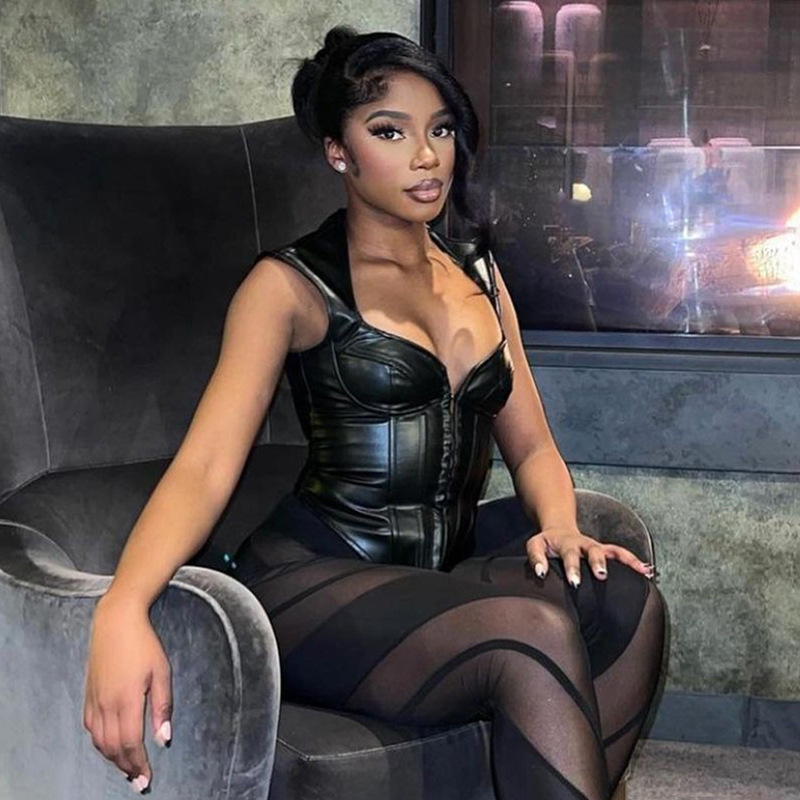 Sexy PU Sleeveless Chest Hugging Vest