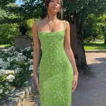 Sexy Slim Fit Backless Camisole Floral Dress