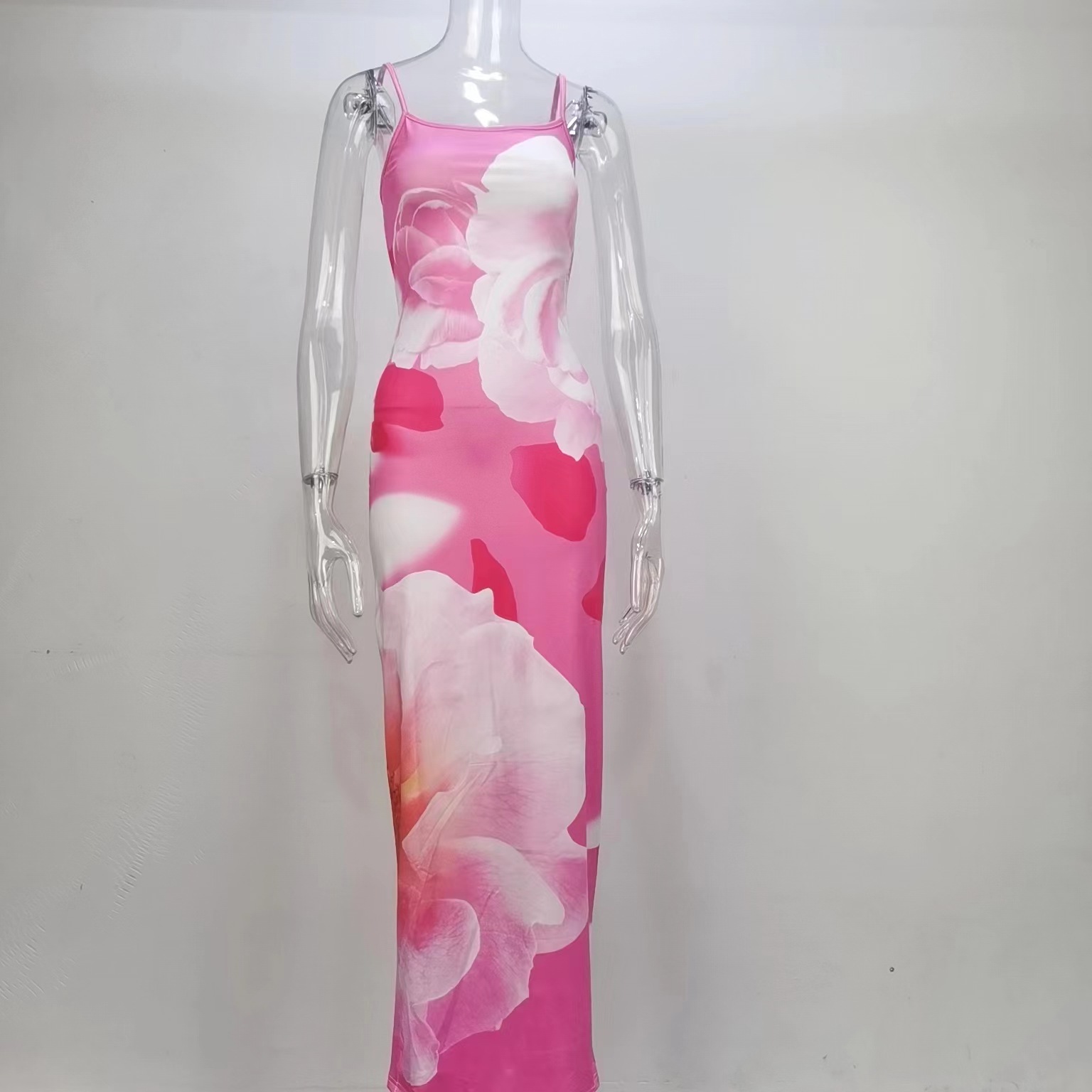 Fashionable And Sexy Backless Slit Suspender Dress