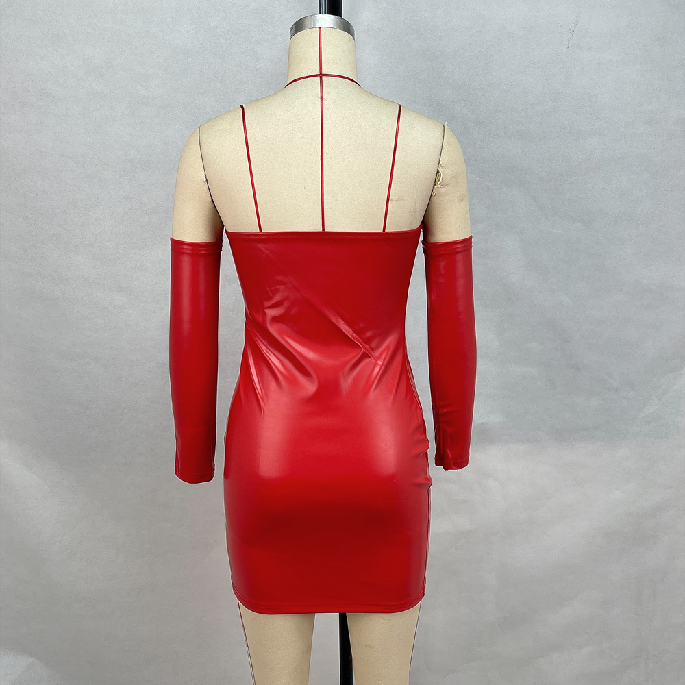 Sexy PU Strapless Waist Bag Hip Cuff Women's Dress